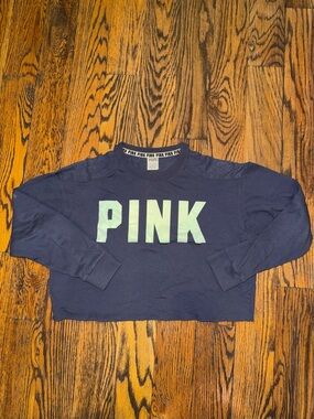 Grey Victoria’s Secret PINK Cropped Sweatshirt with Logo